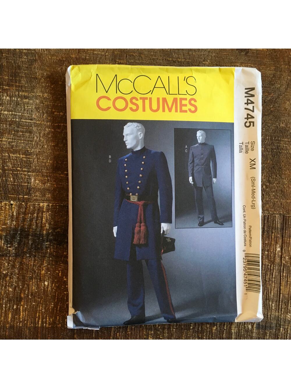 McCalls Sewing Pattern M4745 Mens Civil War GWTW Costume Jacket Trouser UNCUT